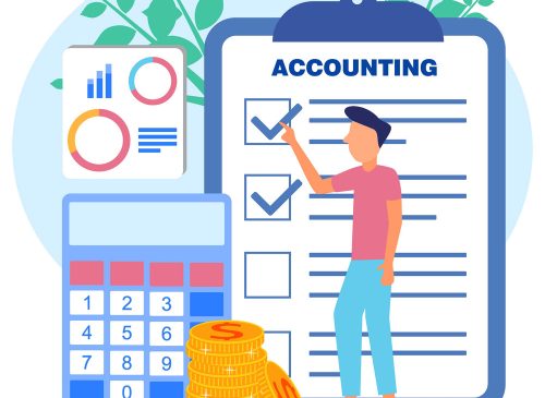 Vector illustration of business concepts, business people with bookkeeping, accounting and auditing developments.